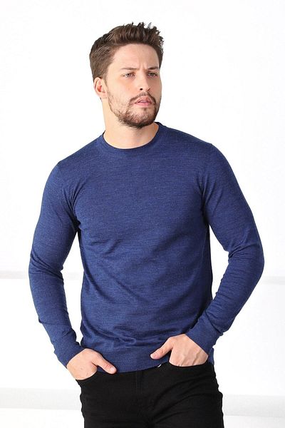 Ferraro Ανδρικό πουλόβερ με λαιμόκοψη μπλε Navy Blue με λαιμόκοψη