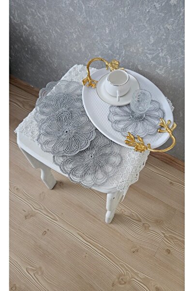 ZESA HOME 6-Piece Stylish Brown Color Guipure Tulle Napkins