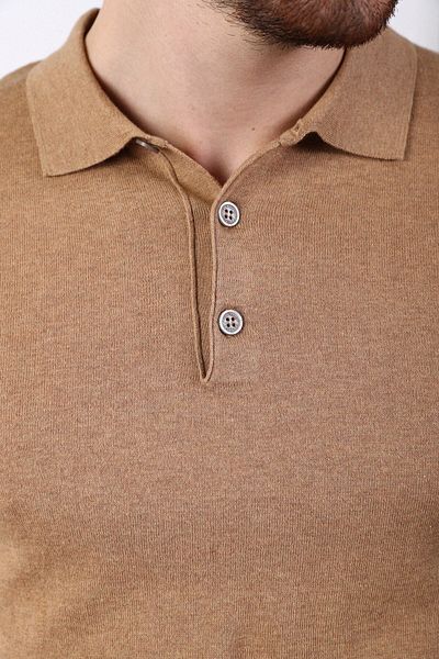 Ferraro Ανδρικό πλεκτό μπλουζάκι Camel Polo Neck μονόχρωμο 100% βαμβάκι