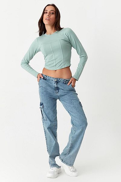 Select Moda Women's Blue Cargo Pants
