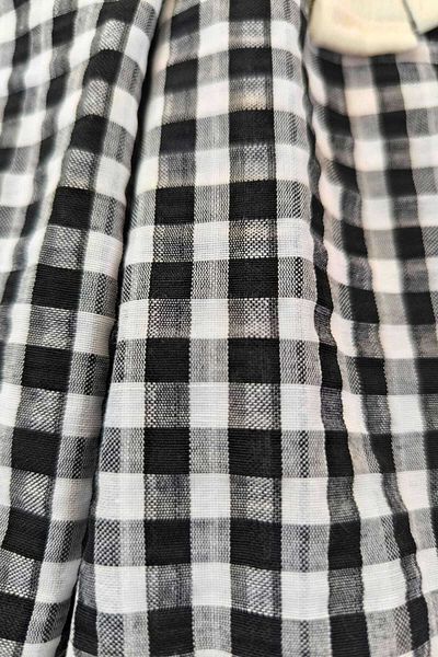 MSMMODA Girl's Plaid Dress - Elastic Sleeve Design