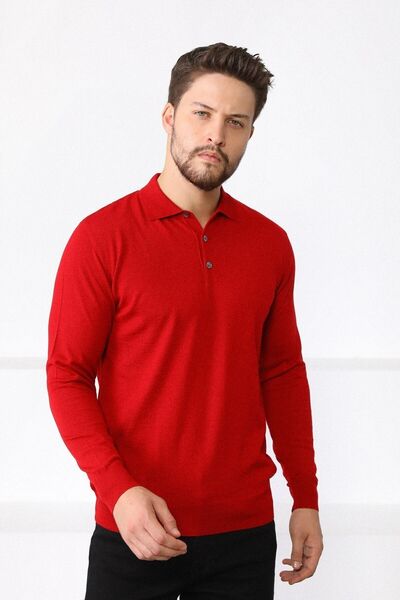 Ferraro Ανδρικό Κόκκινο Πλεκτό Πουλόβερ με λαιμόκοψη Superfine