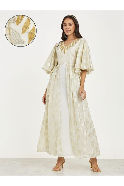 Maxim Creation By Styli Beaded Yoke Kaftan with Embroidery Detail