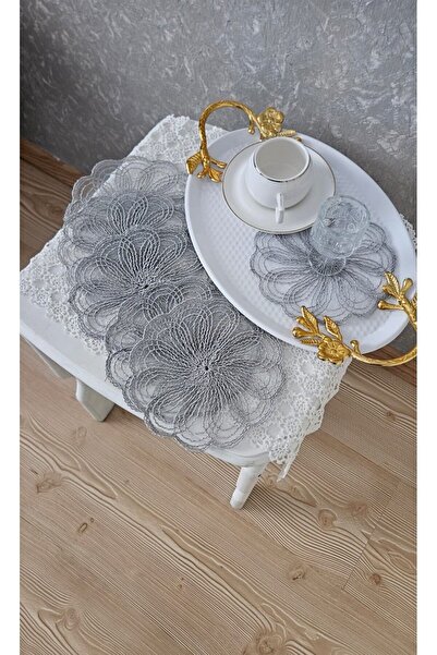 ZESA HOME 6-Piece Stylish Brown Color Guipure Tulle Napkins