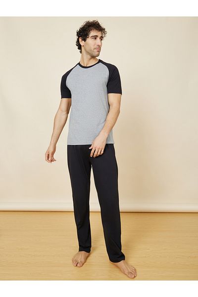 Styli Colorblock Raglan Sleeve T-Shirt & Pyjama Set
