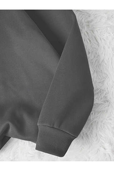 Mad&Calf Women's Oversize Fleece Sweatshirt - 0 Crew Neck, Unprinted, Loose Loose Fit