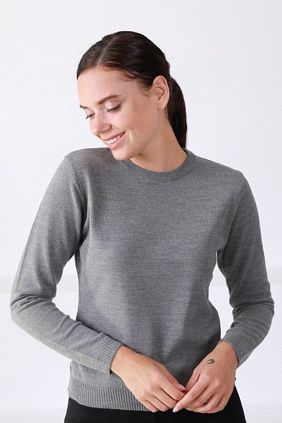 Ferraro Pulover de damă gri cu gât rotund