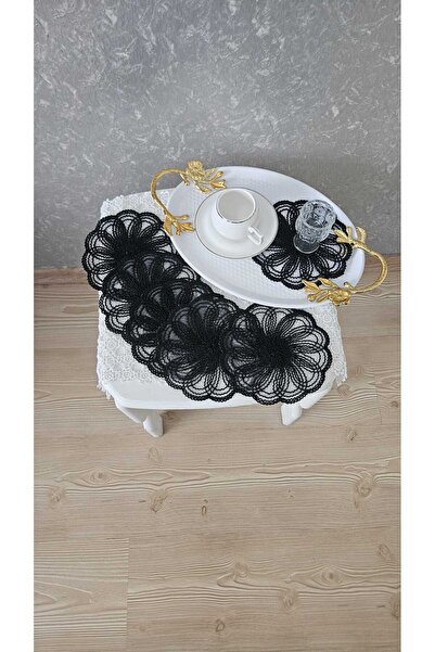 ZESA HOME 6-Piece Stylish Brown Color Guipure Tulle Napkins