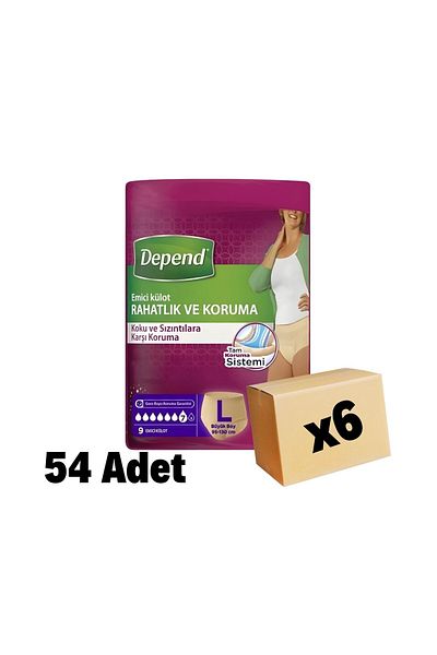 Depend Absorbent Panties Women Large (Large Size) 9 Pieces x 6 Packs