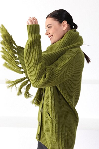 Ferraro طقم قبعة صغيرة من الصوف Fiato Merino باللون الأخضر للسيدات