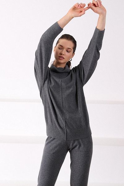Ferraro Women's Anthracite Pocketed Skinny Leg Cashmere Knitwear Trousers