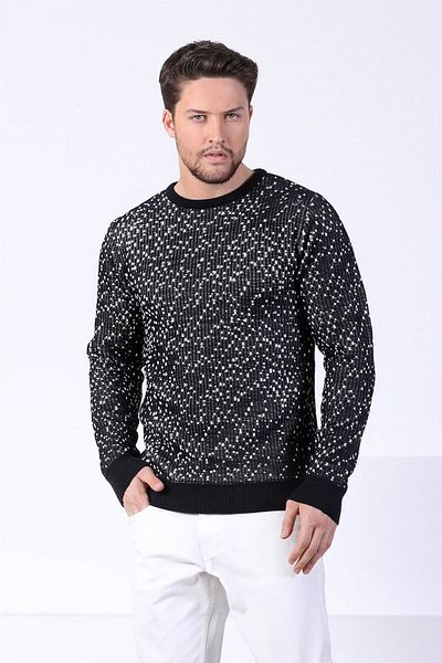 Ferraro Ανδρικό μάλλινο πουλόβερ Navy Blue Crew Neck