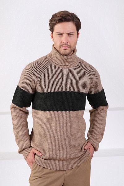 Ferraro Πουλόβερ από μαλλί αλπακά με ζιβάγκο Camel Khaki