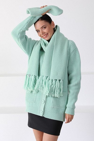 Ferraro Women's Green Oversize Knitwear Cardigan