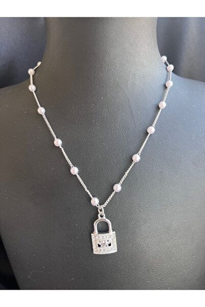 COCOSH TAKI Gümüş renk inci kilit detaylı tasarım şans yılbaşı hediyelik çokl...
