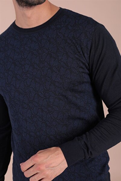 Ferraro Erkek Lacivert     Bisiklet Yaka Superfine Yün Kazak