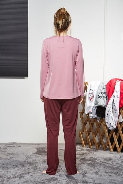 PJS Set de pijamale cu guler rotund pentru femei 21136
