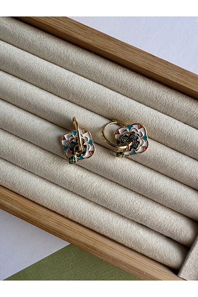 ringbox White Ethnic Patterned Earrings