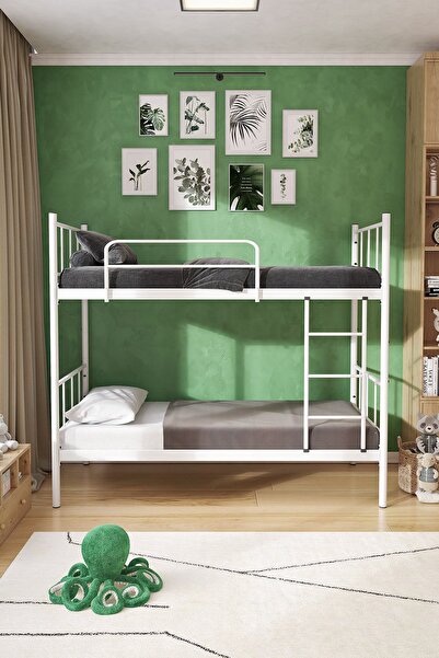 FANO Tekno Ranza 90x190 Yatak Uyumlu Beyaz Ayrılabilir Metal Ranza Karyola