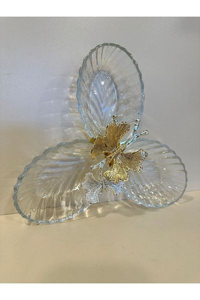 PLUS HOME 3-Piece Oval Glass Butterfly Model - Snack Bowl