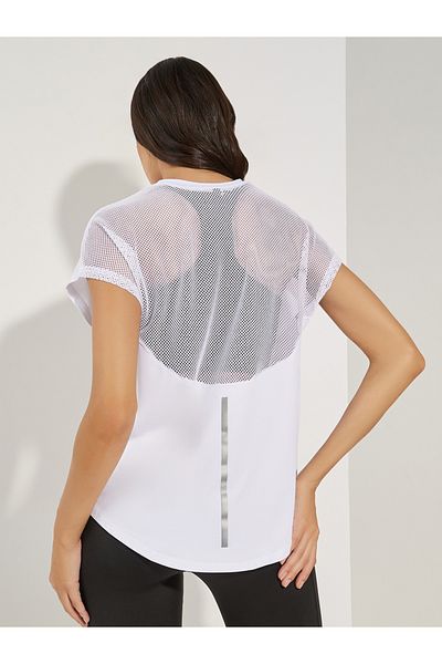 Styli Half Back Mesh & Reflective Strip Detail Top