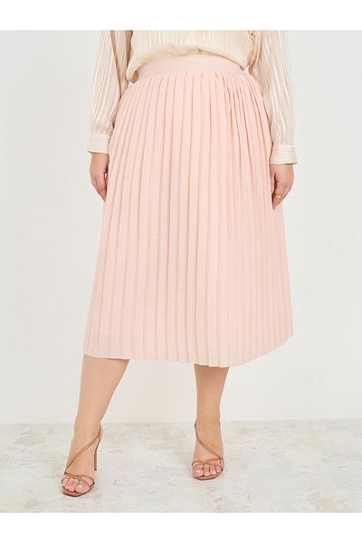 Styli Plus Size Pleated Midi Skirt