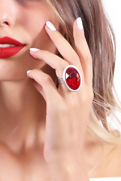 LABALABA Antique Silver Women's Ring with Stone Detail - Hürrem