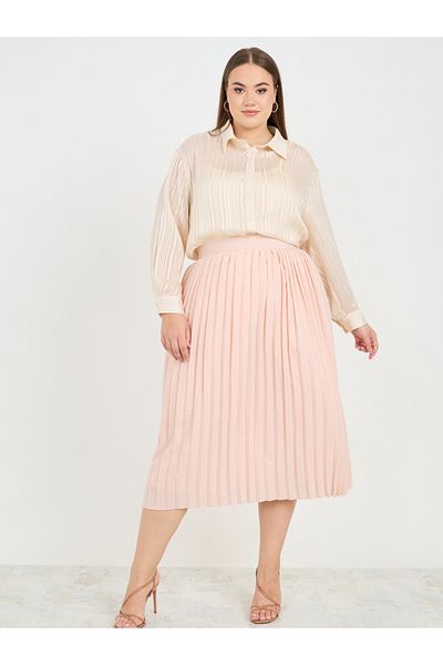 Styli Plus Size Pleated Midi Skirt