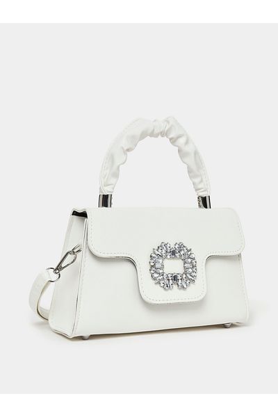 Styli Embellished Flap Handbag with Top Handle