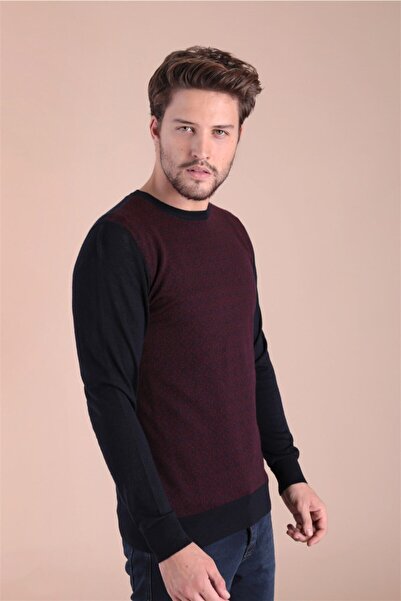 Ferraro Ανδρικό πουλόβερ Navy Blue Crew Neck Superfine μάλλινο πουλόβερ