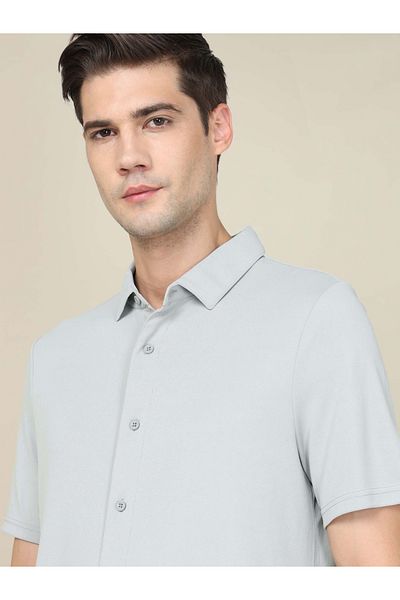 Technosport By Styli Solid Full Button Shirt with Short Sleeves