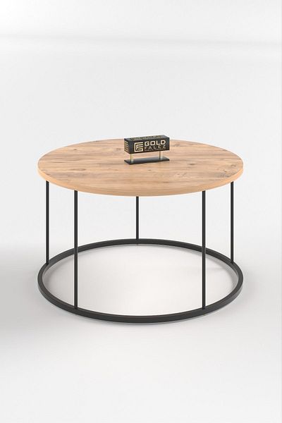 GOLDFALEZ Terra LUX Round Coffee Table - Modern Walnut Living Room Table (27.5" Wide)