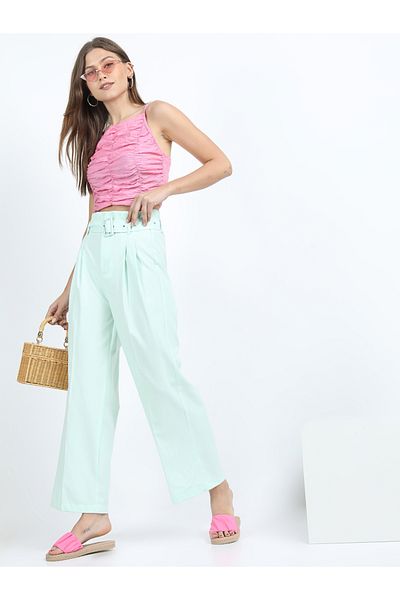 Tokyo Talkies By Styli Straight Fit Pleated Trouser with Belt