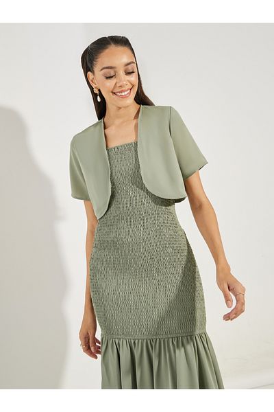 Styli Strappy Mermaid Hem Midi Dress with Bolero Set