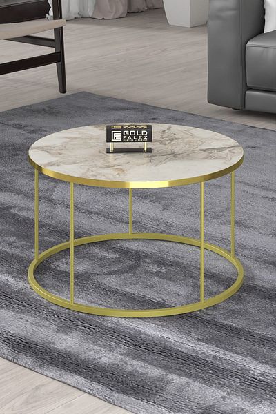 GOLDFALEZ Terra LUX Round Coffee Table - Modern Walnut Living Room Table (27.5" Wide)