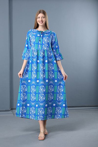 mervemoda Γυναικείο Καλοκαιρινό Υφαντό Φόρεμα - Κοντό μανίκι