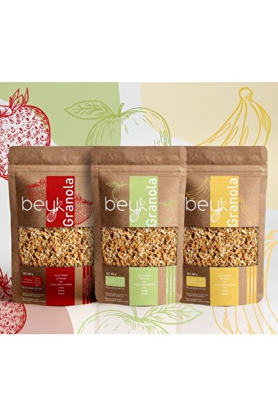 Beyk Bakery & Catering Beyk Granola 3lü Paket Fındık Muz & Badem Yaban Mersin...