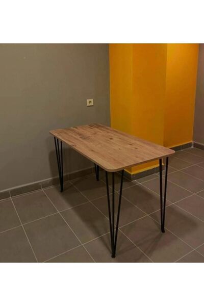 BAMBEDS MOBİLYA Bambeds Mobilya 70x110 Çam Metal Ayaklı Masa Mutfak Masası Ça...