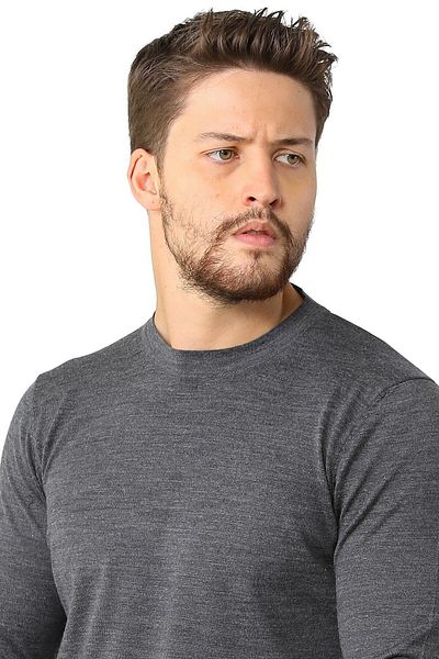Ferraro Ανδρικό πλεκτό πουλόβερ Anthracite Crew Neck Superfine