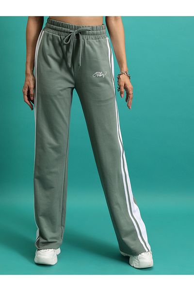 Tokyo Talkies By Styli Side Stripe Typography Print Trackpant
