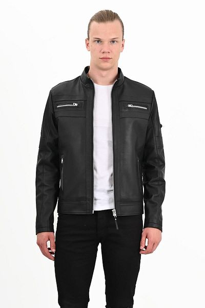 ALİN Beckham Men's Black Genuine Leather Sports Jacket