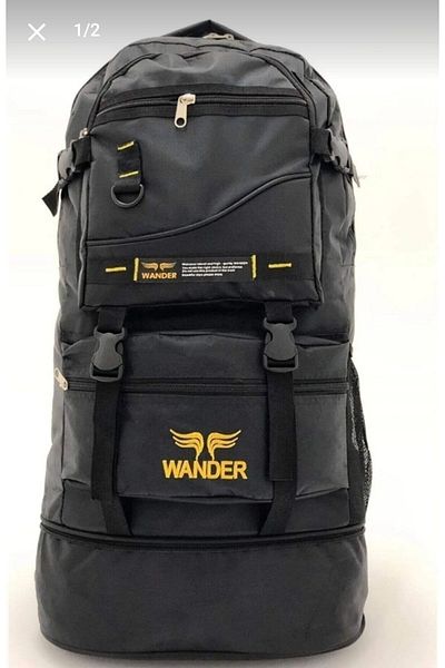 Wander Mountaineer Black Backpack Bellows Soldier Bag