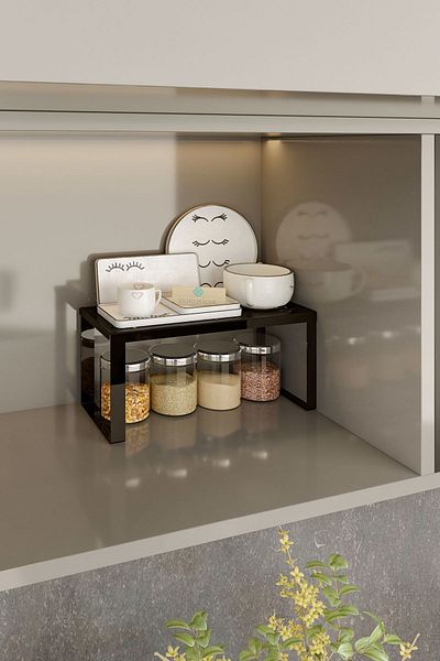Durusilya Mobilya Black Metal Organizer - In-Cabinet Shelf Organizer, Small Countertop