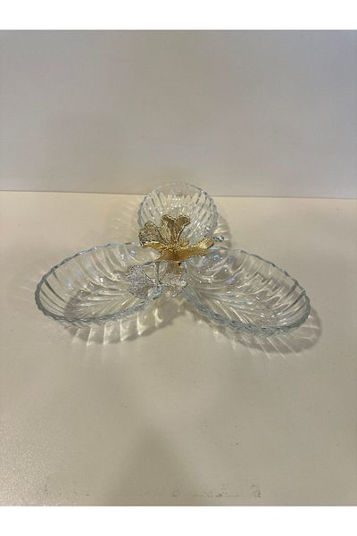 PLUS HOME 3-Piece Oval Glass Butterfly Model - Snack Bowl