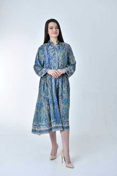 Gezgin tekstil ve aksesuar Dress Silk (LONG ETHNIC PATTERNED COMFORTABLE CUT SILK DRESS)