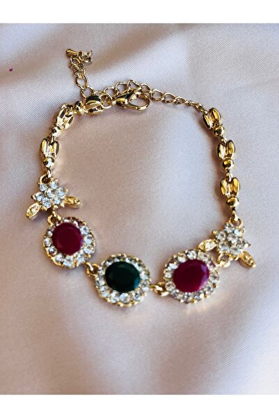 COCOSH TAKI سوار ذهبي اللون روبي وردي زمردي أخضر اللون حجر عتيق