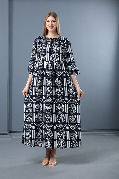 mervemoda Dámské letní tkané šaty - Krátký rukáv