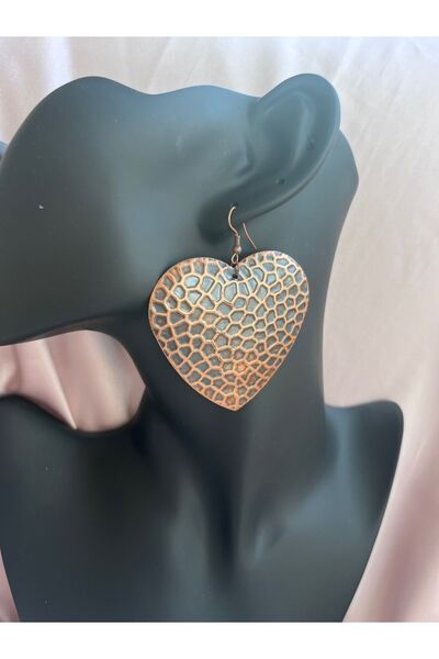 COCOSH TAKI Copper Color Big Heart Model Modern Design Evening Dress Earrings