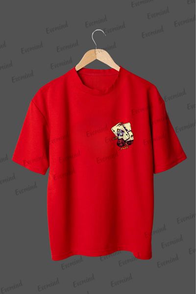 Evomind In Cart 5 or More Purchases Get 1 T-Shirt as a Gift - Unisex Flaming Dice Printed Oversize T-Shirt