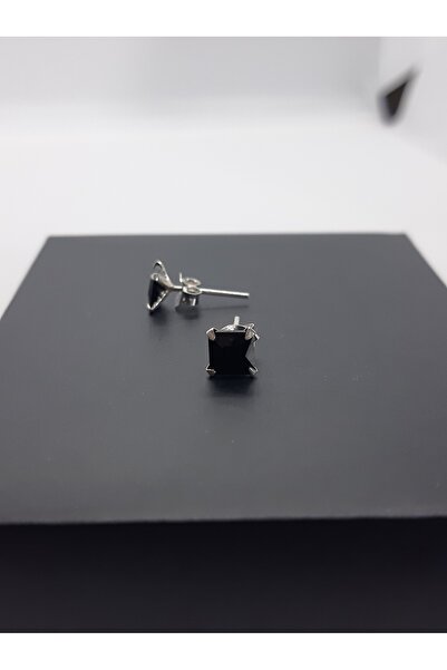Set 925 Ayar Gümüş 'SİYAH' Zirkon Taşlı Kare Küpe